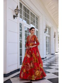 KALISTA - Red Anarkali with Dupatta