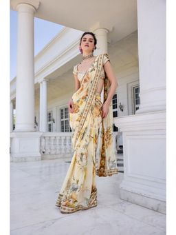 KALISTA - Yellow Draped Saree with Stitched Blouse