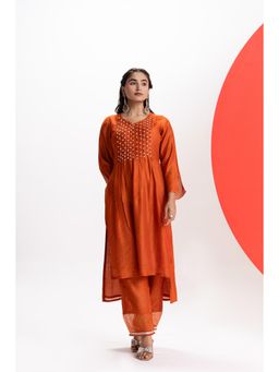 EESHA GUPTA - Orange Pleated Kurta with Pant