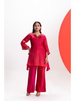 EESHA GUPTA - Red Silk Shaded Co-Ord Set