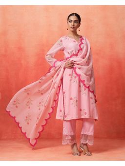 Shetab Kazmi - Pink Elara Mughal Kurta with Pant and Dupatta