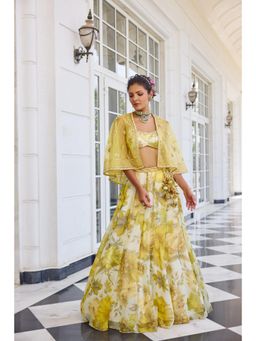 KALISTA - Yellow Lehenga with Bustier and Cape