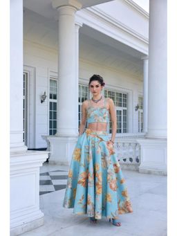 KALISTA - Blue Corset Blouse with Lehenga