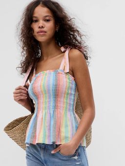 GAP - Womens Striped Sleeveless Peplum Top