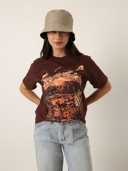 BLNK - Relaxed Fit: Graphic Print T-Shirt Brown