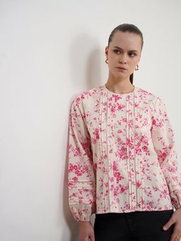 FABLE STREET - Pure Cotton Floral Top - Off White