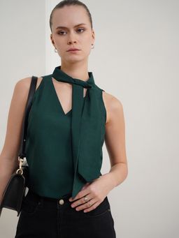 FABLE STREET - Viscose V-Neck Top - Green
