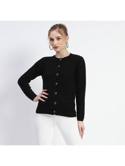 Madame - Black Cable Knit Button Down Cardigan