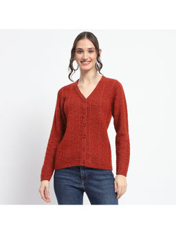 Madame - Self Design Rust Cardigan