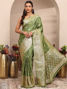 Libas - Woven Design Silk Blend Saree with Unstitched Blouse
