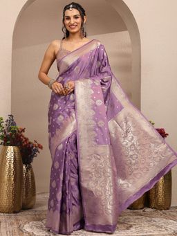 Libas - Woven Design Silk Blend Saree with Unstitched Blouse