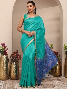 Libas - Woven Design Silk Blend Saree with Unstitched Blouse