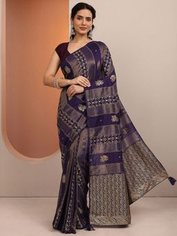 Libas - Woven Design Silk Blend Saree with Unstitched Blouse