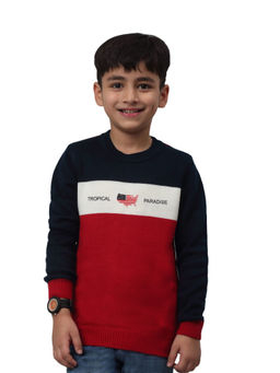 Cantabil - Boys Red Colorblock Sweater