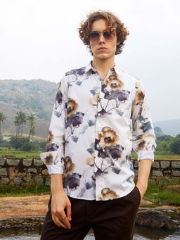 Campus Sutra - Mens Off-White Earthy Splotch Shirt