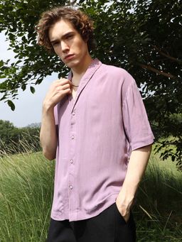 Campus Sutra - Mens Mauve Purple Solid Breezy Shirt
