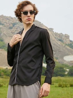 Campus Sutra - Mens Charcoal Black Solid Culinary Shirt