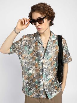 Campus Sutra - Mens Multi-Colour Pebble Knit Oversized Shirt