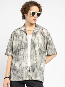 Campus Sutra - Mens Grey Faded Woven Oversized Shirt