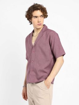 Campus Sutra - Mens Brick Mauve Heath Mauve Korean Oversized Shirt