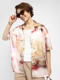 Campus Sutra - Mens Cantaloupe Amethyst Sheen Oversized Shirt