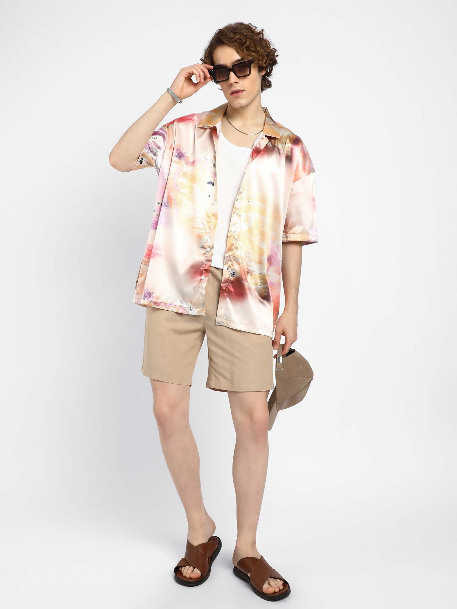Buy CAHOOT Mens Cantaloupe Amethyst Sheen Oversized Shirt Online