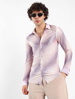 Campus Sutra - Mens Peach Ombre-Pleated Shirt