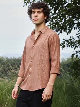 Campus Sutra - Mens Salmon Mauve Pavement Shirt