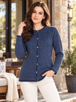 Modeve - Womens Blue Casual Winter Cardigan