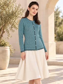 Modeve - Womens Turquoise Casual Winter Cardigan