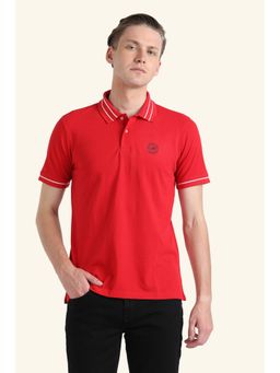 Peter England - Men Red Solid Polo T-Shirt