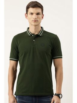 Peter England - Men Green Solid Polo T-Shirt