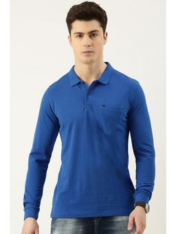 Peter England - Men Blue Solid Polo T-Shirt