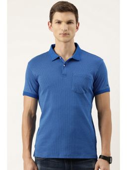Peter England - Men Blue Print Polo T-Shirt
