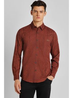 Peter England - Men Rust Slim Fit Casual Shirt