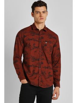 Peter England - Men Rust Slim Fit Casual Shirt
