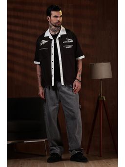 Eszett - Racing Oversized Cotton Black Shirt