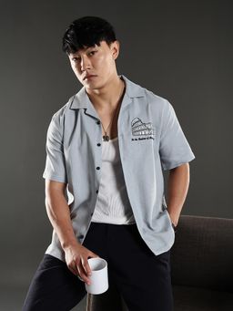 Eszett - Heritage Embroidery Cuban Cotton Blue Shirt