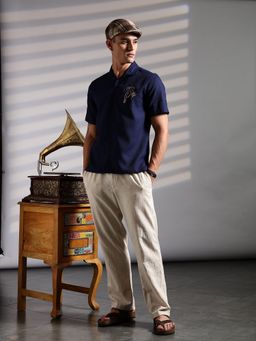 Eszett - Golden Bird Embroidery Blue Shirt