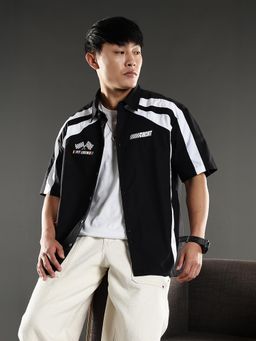 Eszett - Black and White Racing Cut and Sew Oversized Shirt