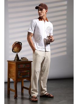 Eszett - Sun White Embroidery Cotton Cuban Shirt