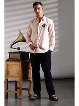 Eszett - Men Peach Solid Full Sleeves Casual Shirt