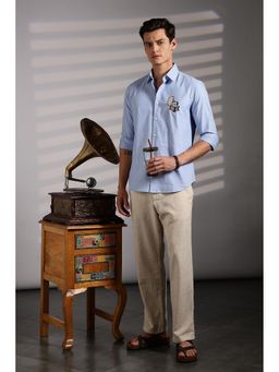 Eszett - Blue Solid Full Sleeves Casual Shirt