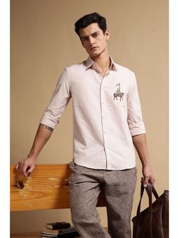 Eszett - Men Beige Solid Full Sleeves Casual Shirt