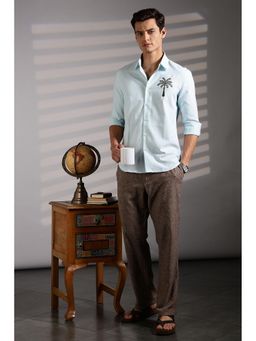 Eszett - Men Blue Solid Full Sleeves Casual Shirt