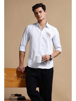 Eszett - Men Blue Stripes Full Sleeves Casual Shirt