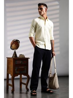 Eszett - Men Yellow Solid Full Sleeves Casual Shirt