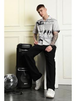 Eszett - Men Grey Printed Half Sleeves Casual Shirt