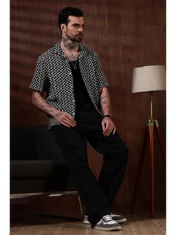 Eszett - Men Black Half Sleeves Casual Shirt