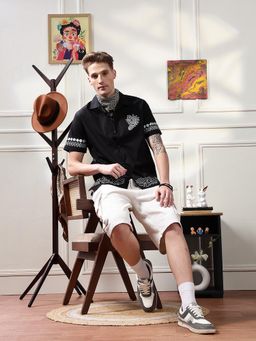 Eszett - Black Floral Half Sleeves Casual Shirt